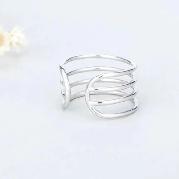 Minimalist 925 Sterling Silver Multi Layer Ring Minimalist Stackable Ring - Picture 4 of 6